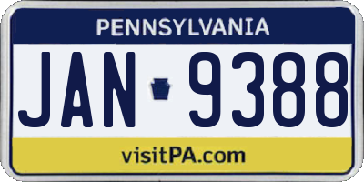 PA license plate JAN9388