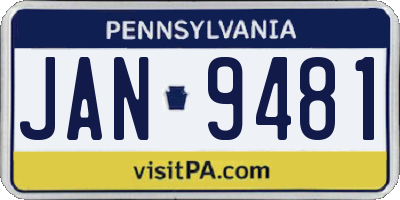 PA license plate JAN9481