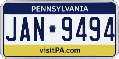 PA license plate JAN9494