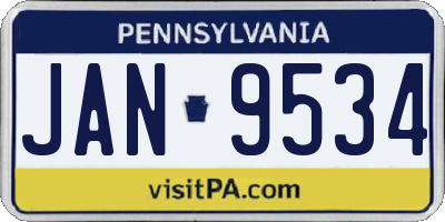 PA license plate JAN9534