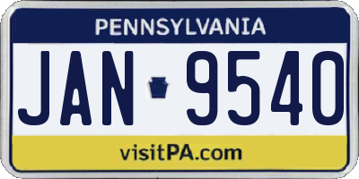PA license plate JAN9540