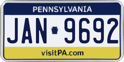 PA license plate JAN9692