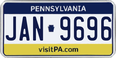 PA license plate JAN9696