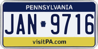 PA license plate JAN9716
