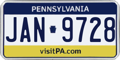 PA license plate JAN9728