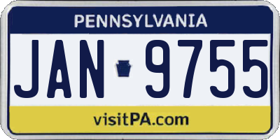 PA license plate JAN9755