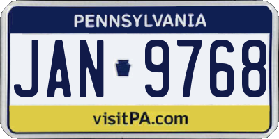 PA license plate JAN9768