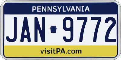 PA license plate JAN9772