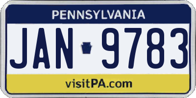 PA license plate JAN9783