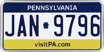 PA license plate JAN9796