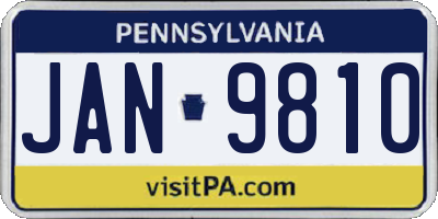 PA license plate JAN9810