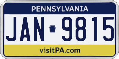 PA license plate JAN9815