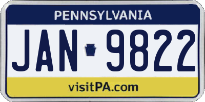 PA license plate JAN9822
