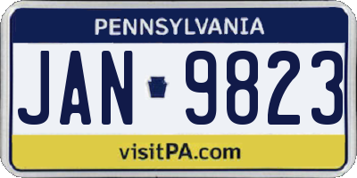 PA license plate JAN9823