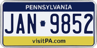 PA license plate JAN9852