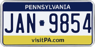 PA license plate JAN9854