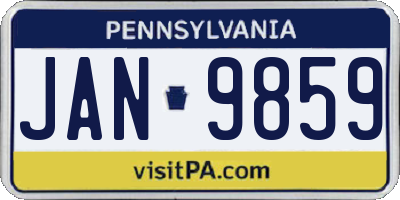 PA license plate JAN9859