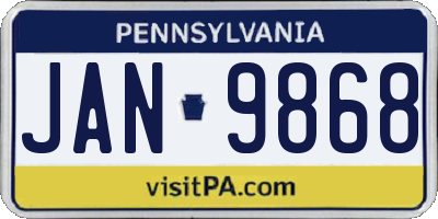 PA license plate JAN9868