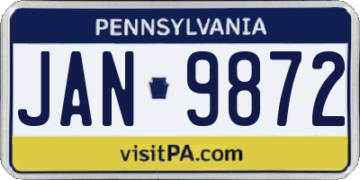 PA license plate JAN9872