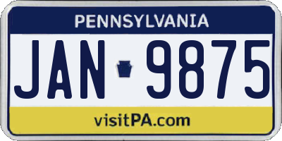 PA license plate JAN9875