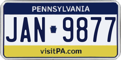 PA license plate JAN9877