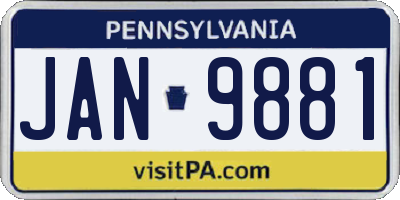PA license plate JAN9881