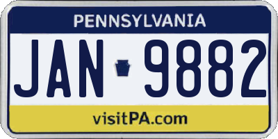 PA license plate JAN9882