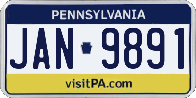 PA license plate JAN9891