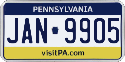 PA license plate JAN9905