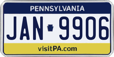 PA license plate JAN9906