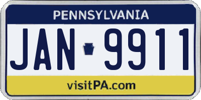PA license plate JAN9911