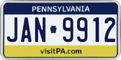 PA license plate JAN9912