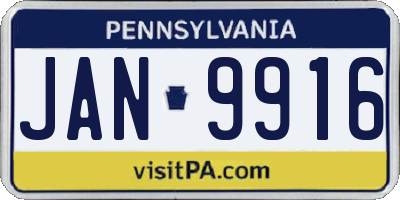 PA license plate JAN9916