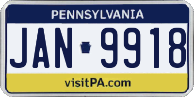 PA license plate JAN9918