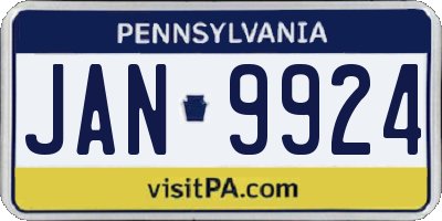 PA license plate JAN9924