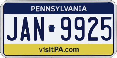 PA license plate JAN9925