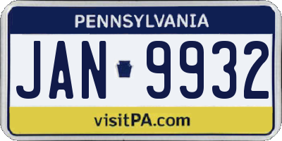 PA license plate JAN9932