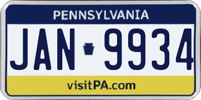 PA license plate JAN9934