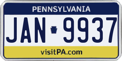 PA license plate JAN9937