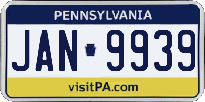 PA license plate JAN9939
