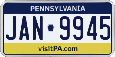 PA license plate JAN9945