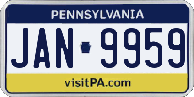 PA license plate JAN9959