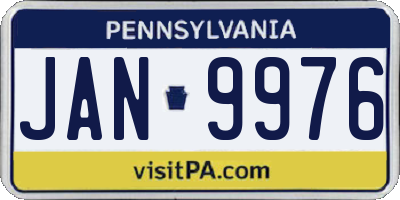 PA license plate JAN9976