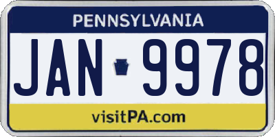 PA license plate JAN9978