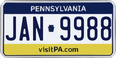 PA license plate JAN9988