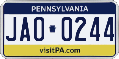 PA license plate JAO0244