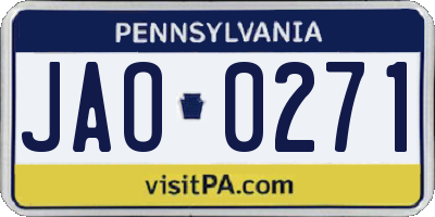PA license plate JAO0271