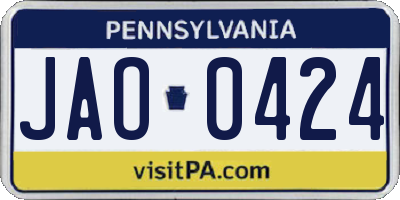 PA license plate JAO0424
