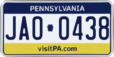 PA license plate JAO0438