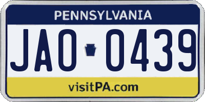 PA license plate JAO0439